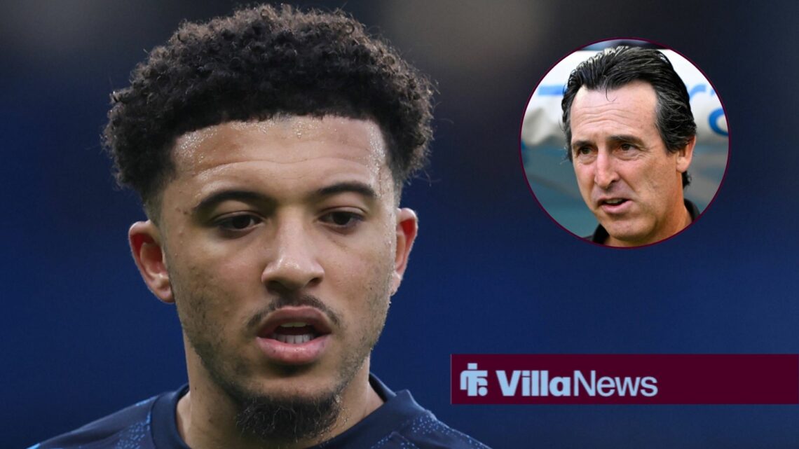 Jadon Sancho looking concerned, Aston Villa manager Unai Emery