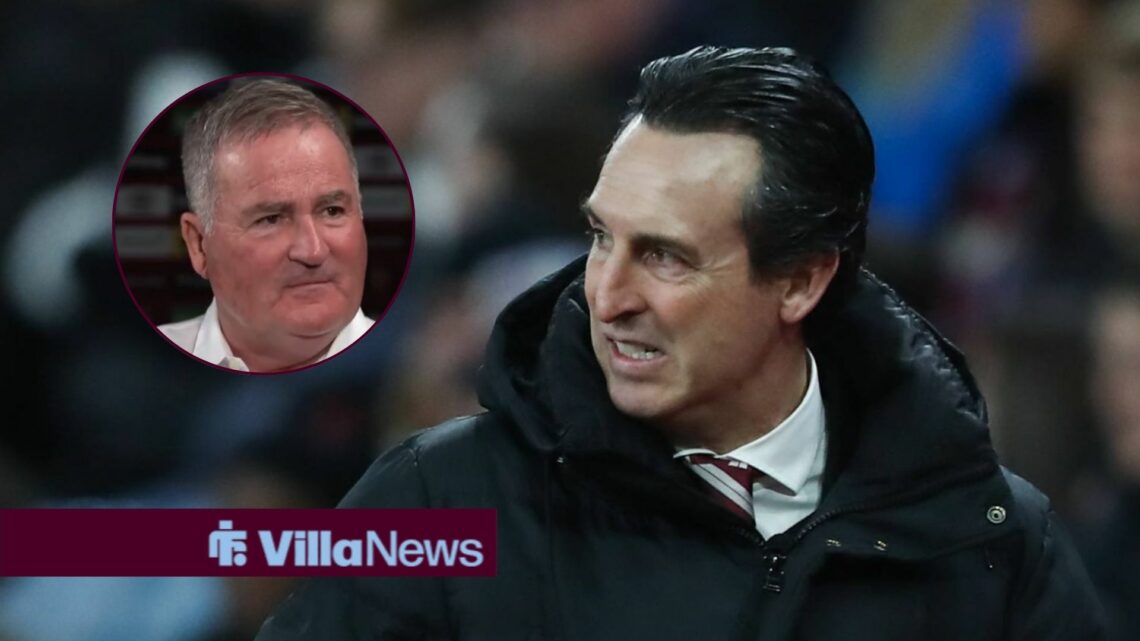 Aston Villa boss Unai Emery and Richard Keys in the circle