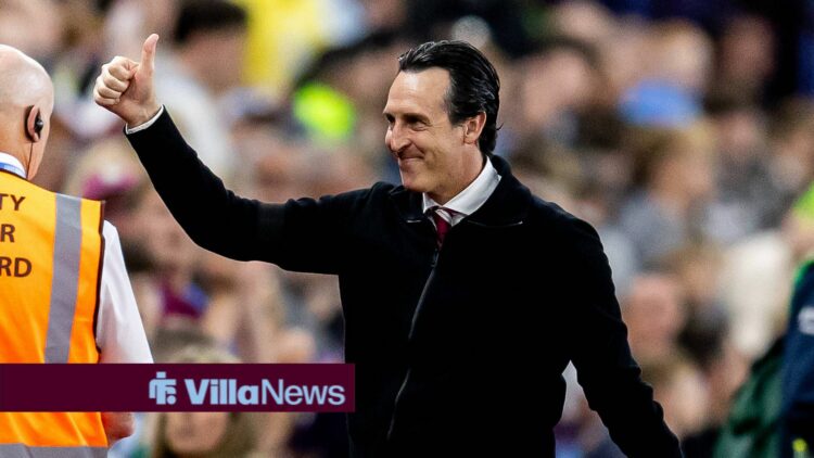 Aston Villa manager Unai Emery with his thumb up