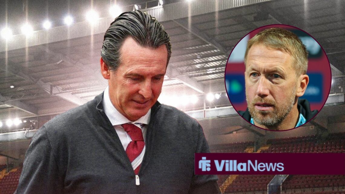 Aston Villa manager Unai Emery with former West Ham manager Graham Potter