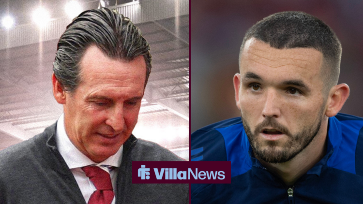 Aston Villa manager Unai Emery, Villa midfielder John McGinn.