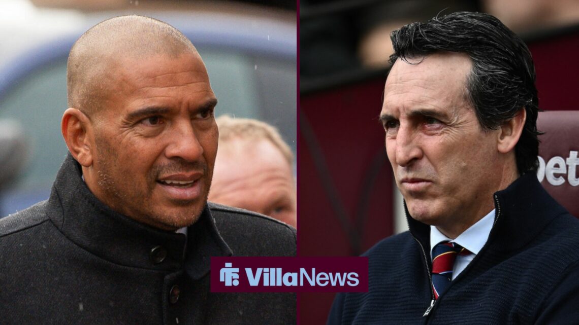 Former Aston Villa player Stan Collymore looks at Villa manager Unai Emery.