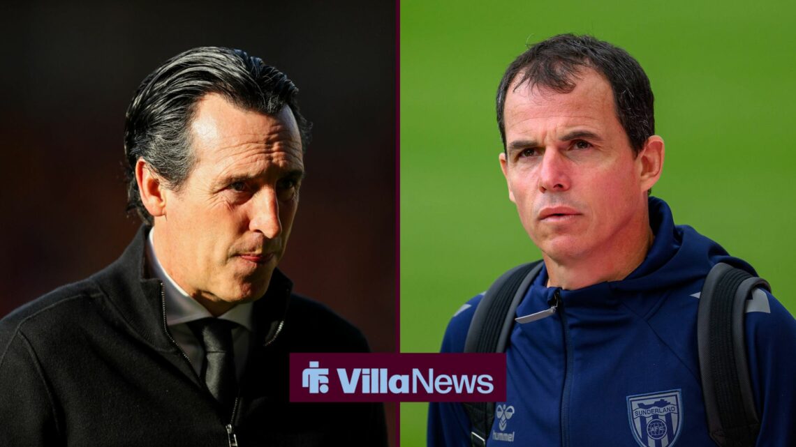 Aston Villa boss Unai Emery with Sunderland manager Regis Le Bris