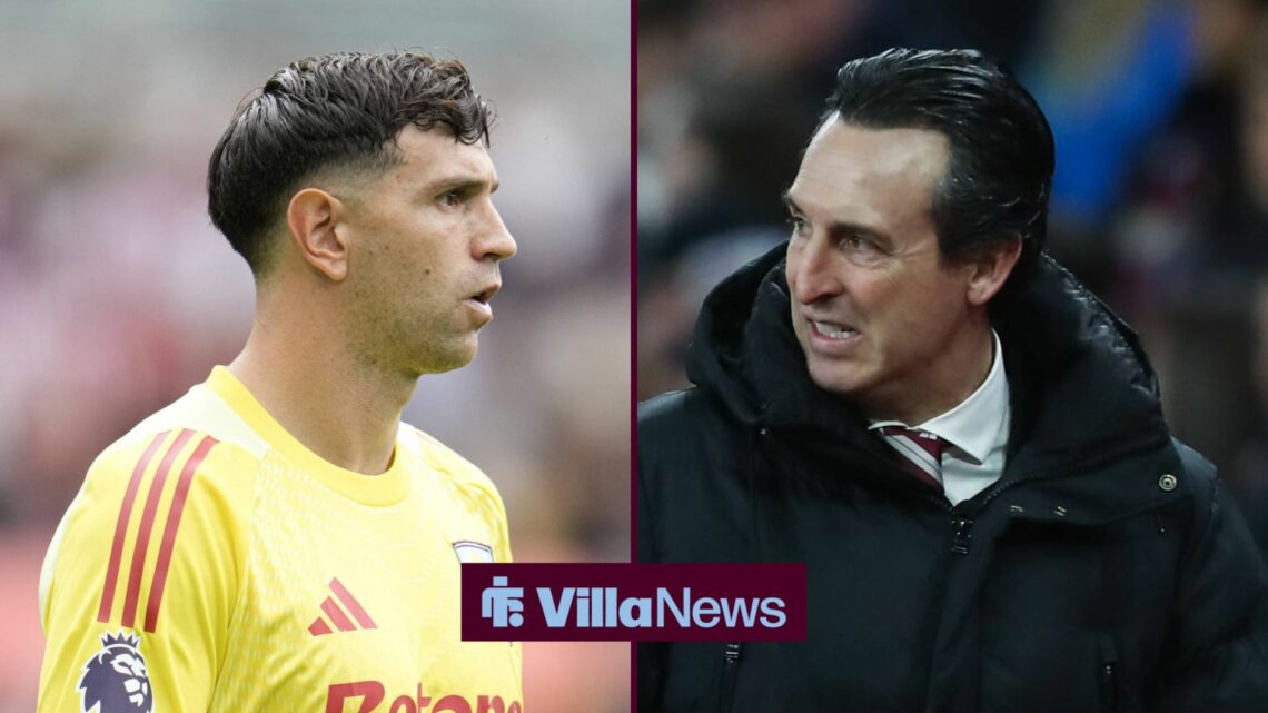 Aston Villa keeper Emi Martinez with Unai Emery