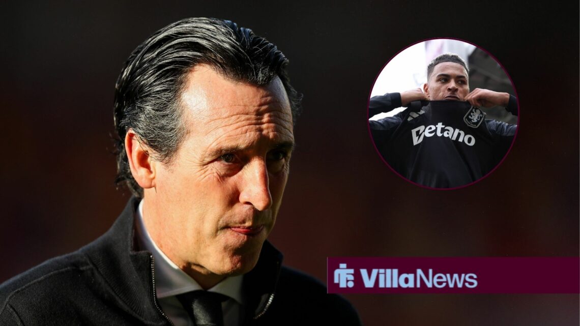 Unai Emery with Morgan Rogers in left circular inset