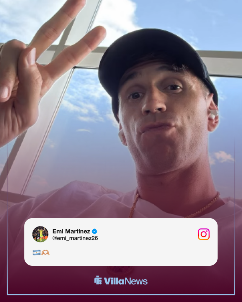 Emi Martinez holding up a peace symbol on his Instagram story