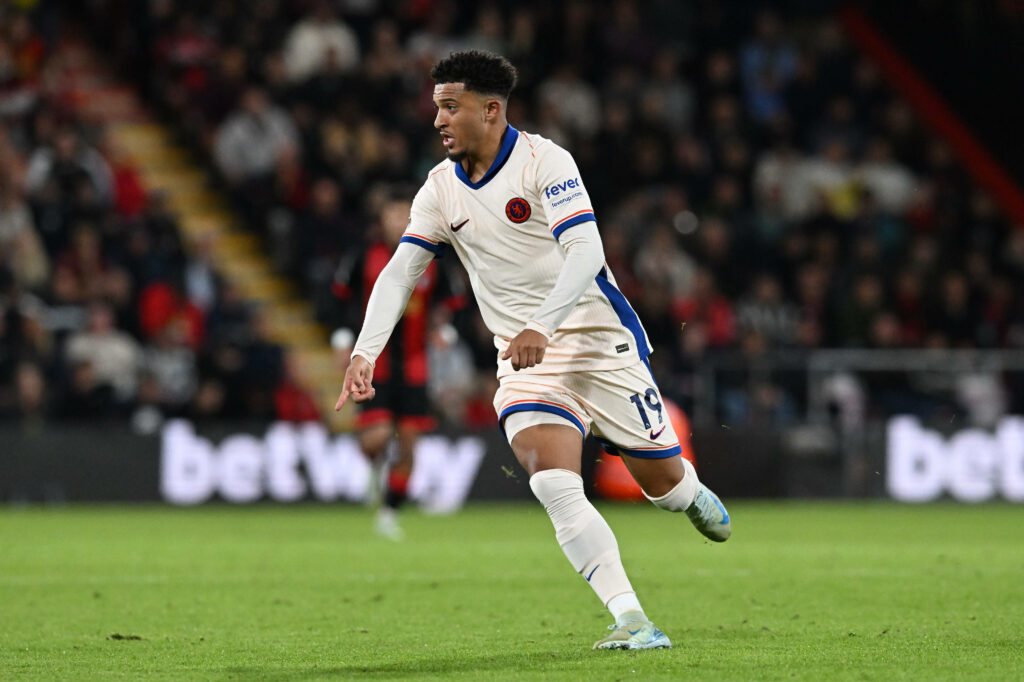 Jadon Sancho in action for Chelsea during his 2024-25 loan spell.