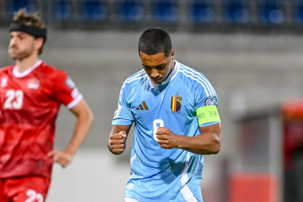 Youri Tielemans celebrating for Belgium