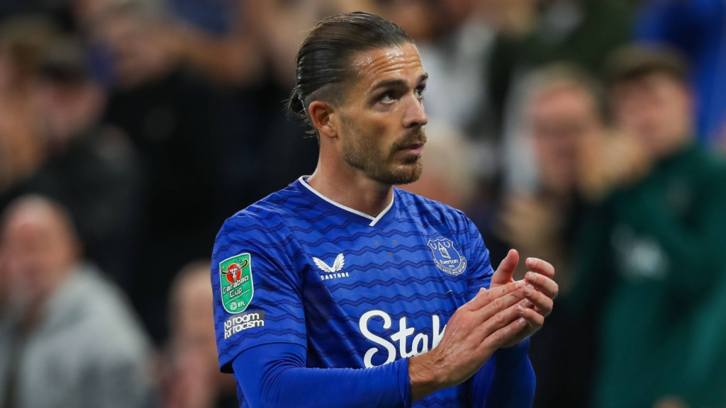 Jack Grealish clapping while playing for Everton