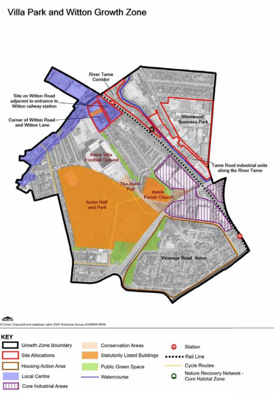A diagram of the Villa Park and Witton Growth Zone