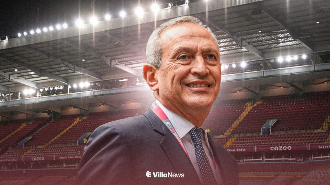Aston Villa chairman Nassef Sawiris with Villa Park in the background.