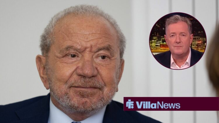 Lord Alan Sugar and a circular inset of Piers Morgan