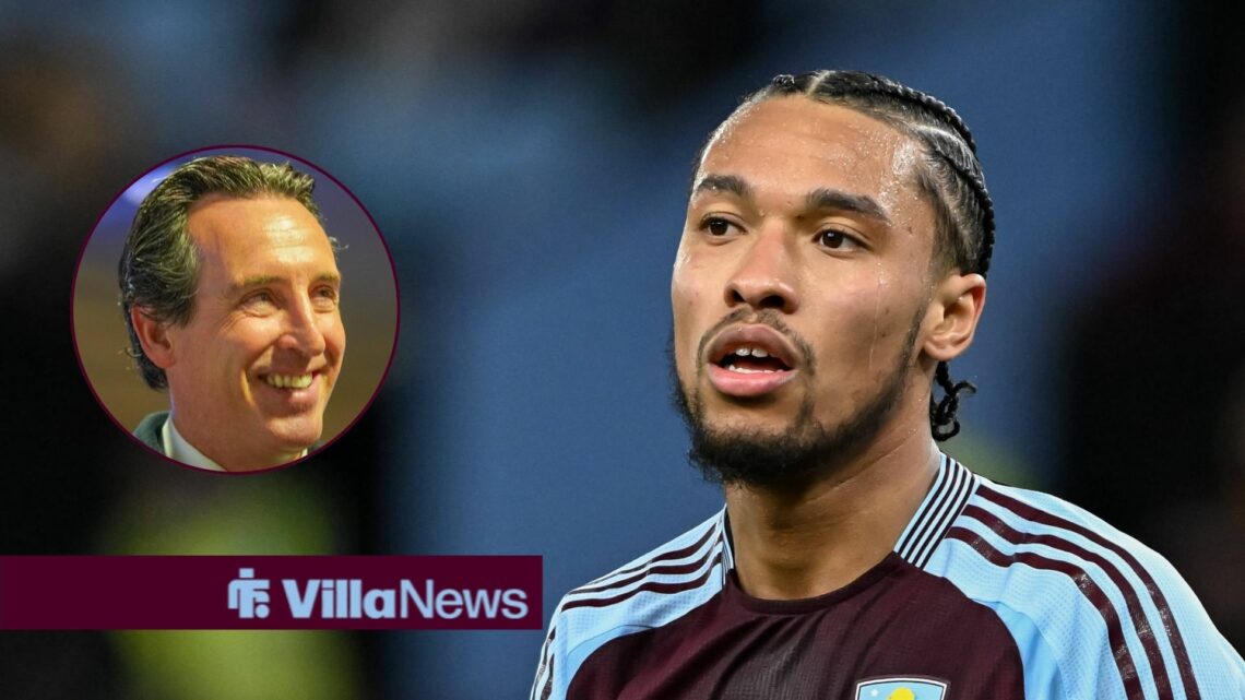 Aston Villa midfielder Boubacar Kamara with Unai Emery inset