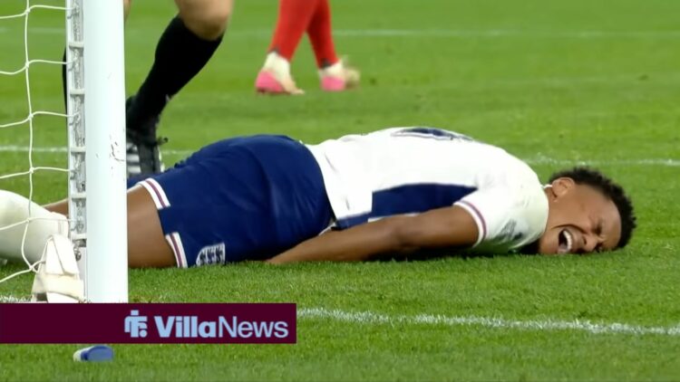 Ollie Watkins in pain after suffering an injury playing for England