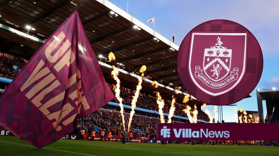 Aston Villa stadium Villa Park with Burnley badge inset