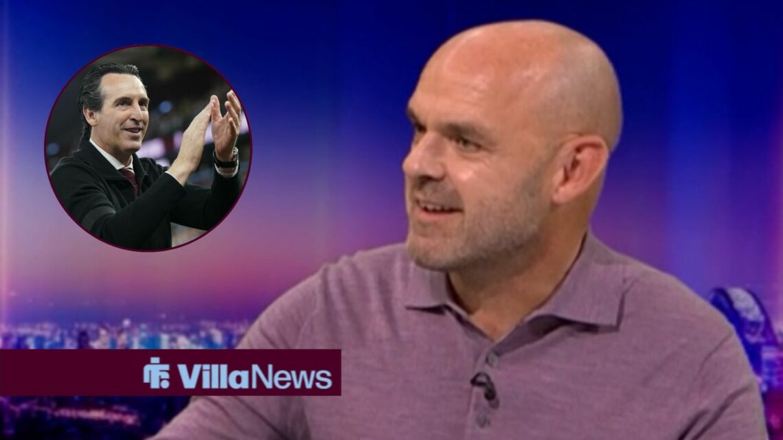 Danny Murphy looking happy towards Unai Emery happy and clapping in a circle inset