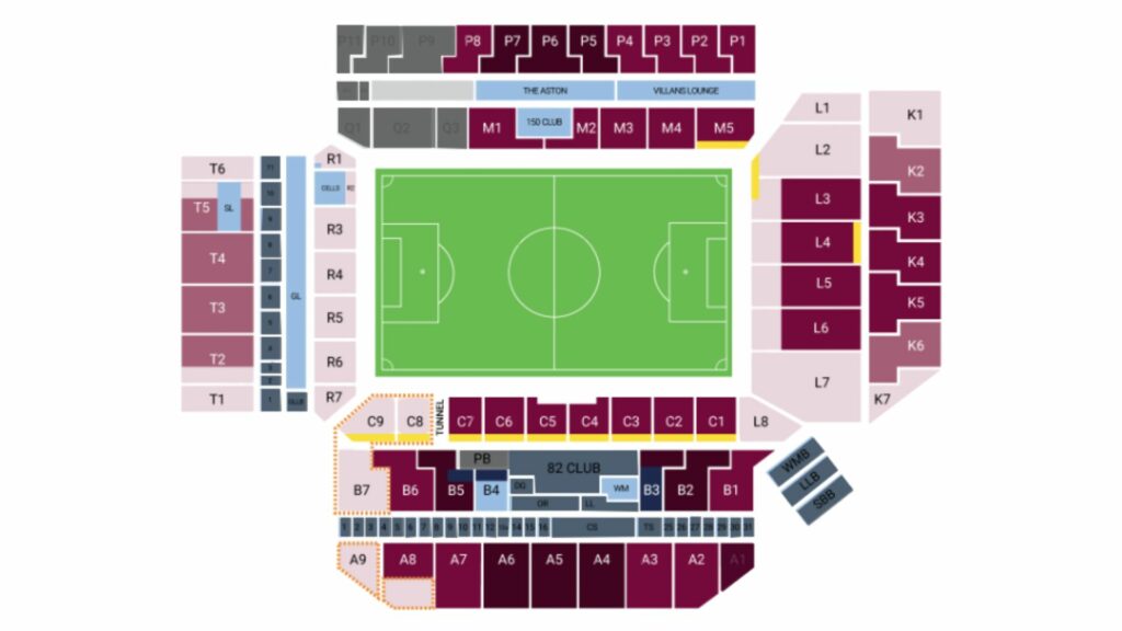 Villa Park ticket map vs Maccabi Tel Aviv