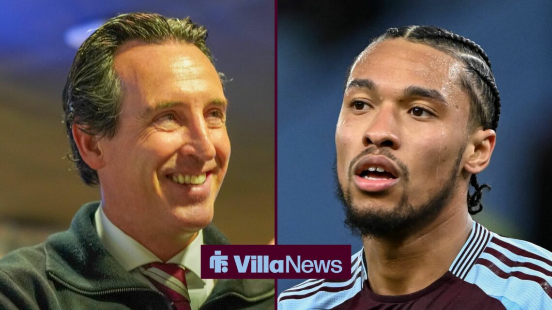 Unai Emery smiling at Boubacar Kamara.