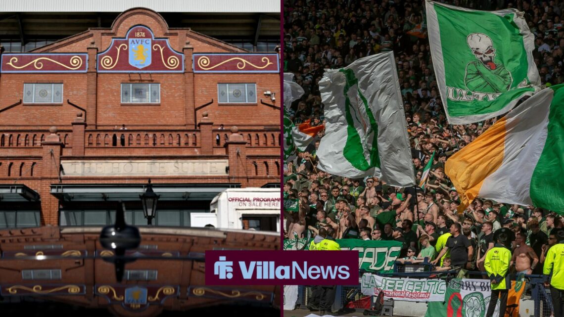 Villa Park and Celtic fans cheering on their team at Hampden Park