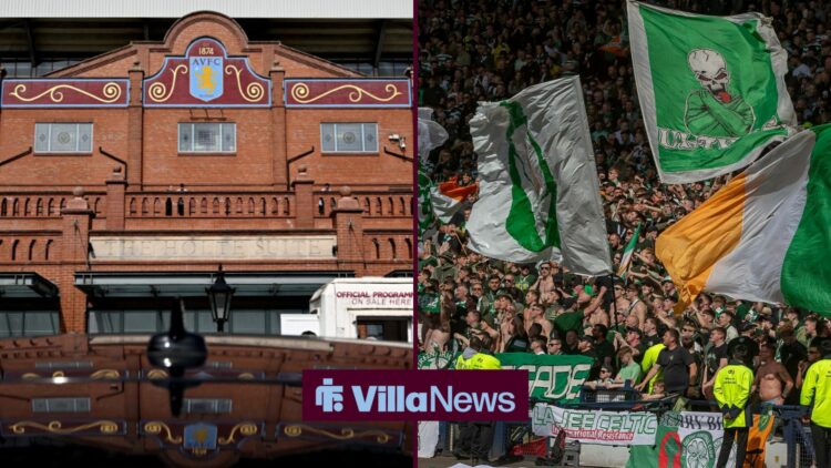 Villa Park and Celtic fans cheering on their team at Hampden Park