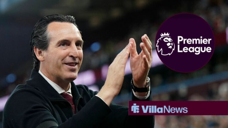 Uani Emery clapping at Premier League badge in circular inset