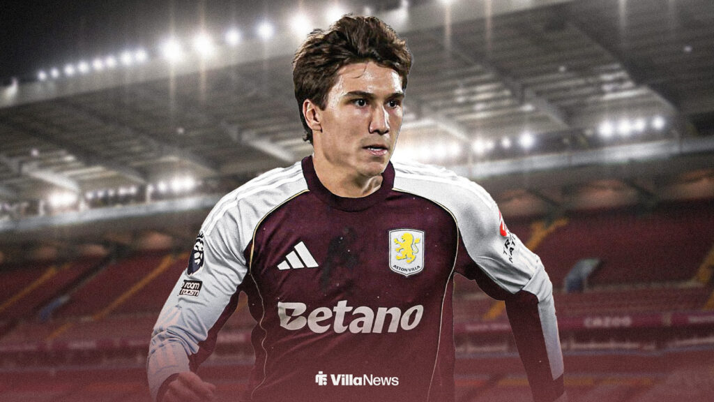 Gonzalo Garcia in an Aston Villa shirt at Villa Park