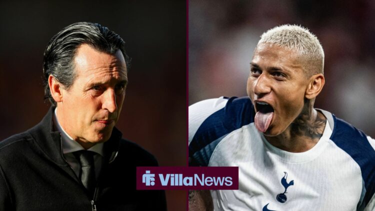 Aston Villa manager Unai Emery and Tottenham star Richarlison.