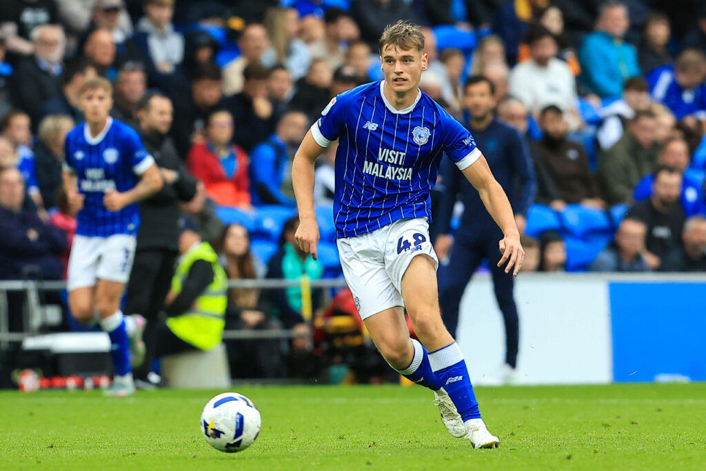 Dylan Lawlor on the ball for Cardiff City