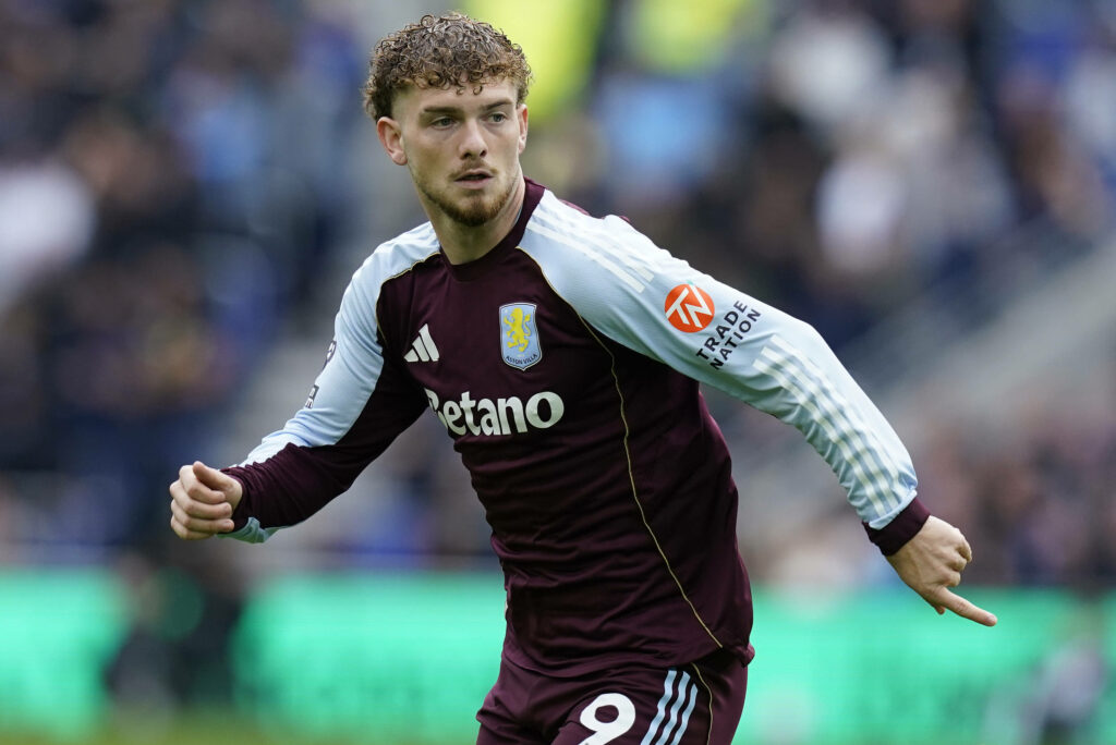 Harvey Elliott looking concentrated while playing for Aston Villa