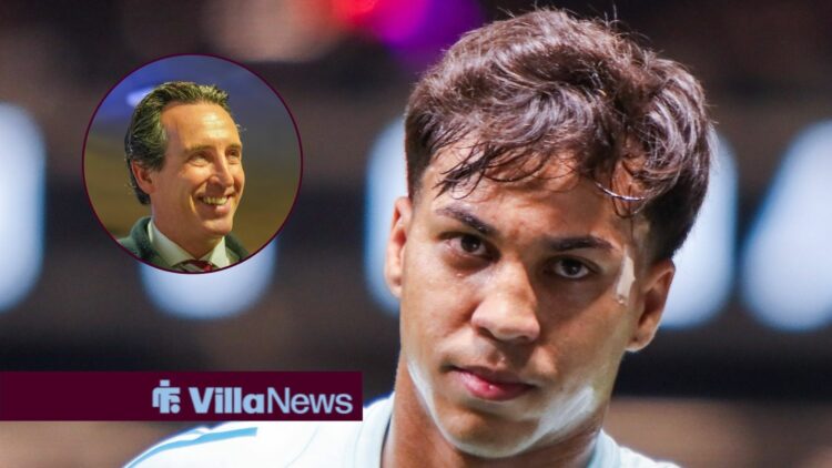 Kaio Jorge looking at Unai Emery in circle