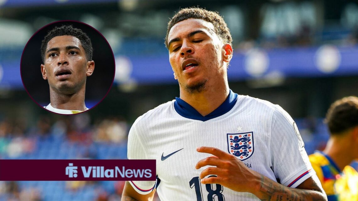 Morgan Rogers in action for England, with Jude Bellingham in a circular frame inset