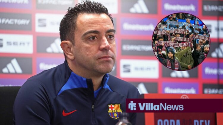 Xavi looking at Aston Villa fans in circle
