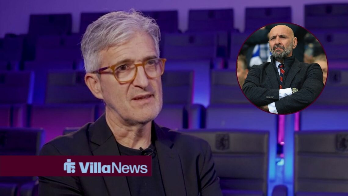 Roberto Olabe looking at Monchi who looks unhappy.