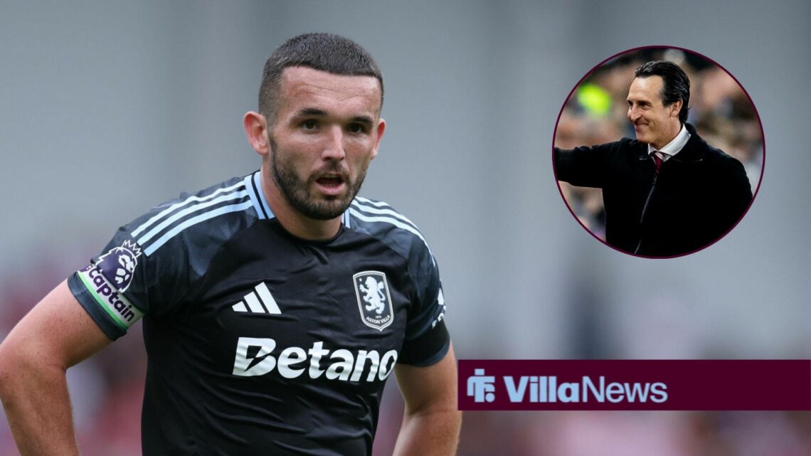 John McGinn alongside a circle inset of Unai Emery.