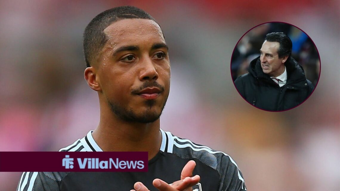 Youri Tielemans and Unai Emery both looking disappointed at each other.