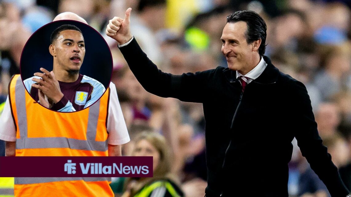 Unai Emery alongside a circle inset of Morgan Rogers.