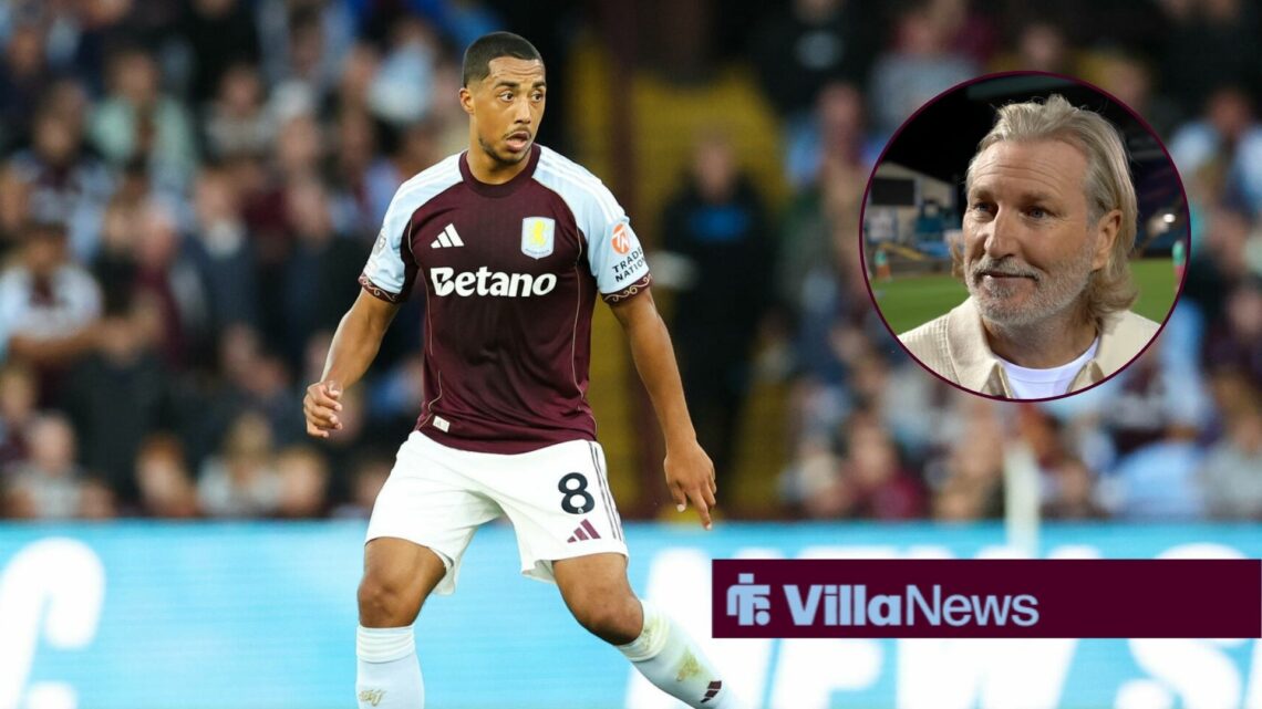 Youri Tielemans alongside a circle inset of Robbie Savage.