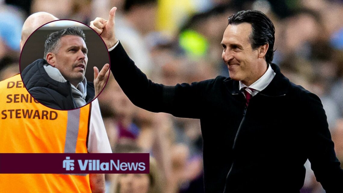 Unai Emery alongside a circle inset of Rob Edwards.