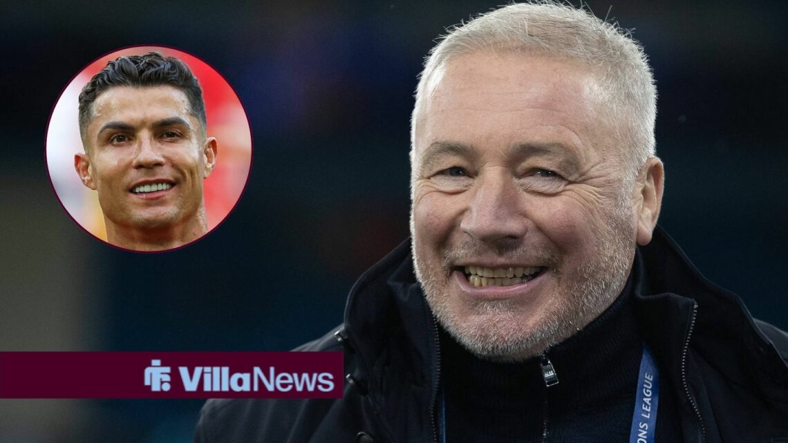 Pundit Ally McCoist smiles with Cristiano Ronaldo smiles inset