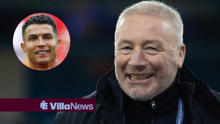 Pundit Ally McCoist smiles with Cristiano Ronaldo smiles inset