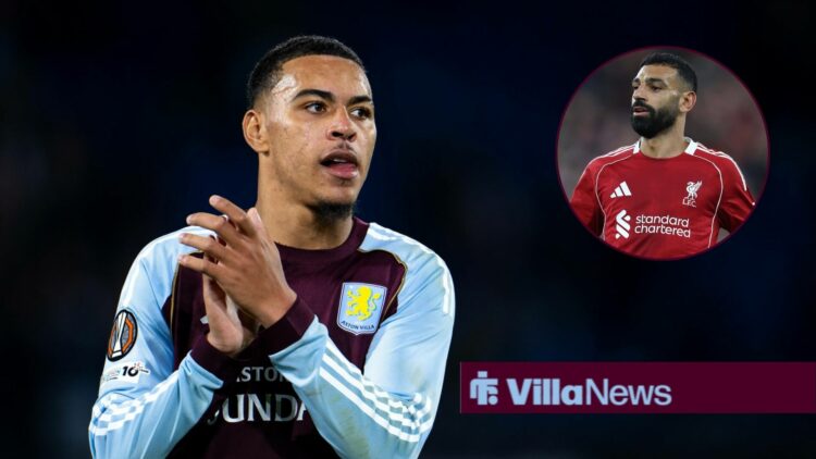 Morgan Rogers alongside a circle inset of Mohammed Salah.