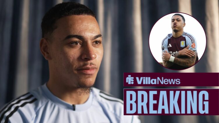 Morgan Rogers in an interview looking towards a circle inset of Morgan Rogers celebrating with his trademark celebration