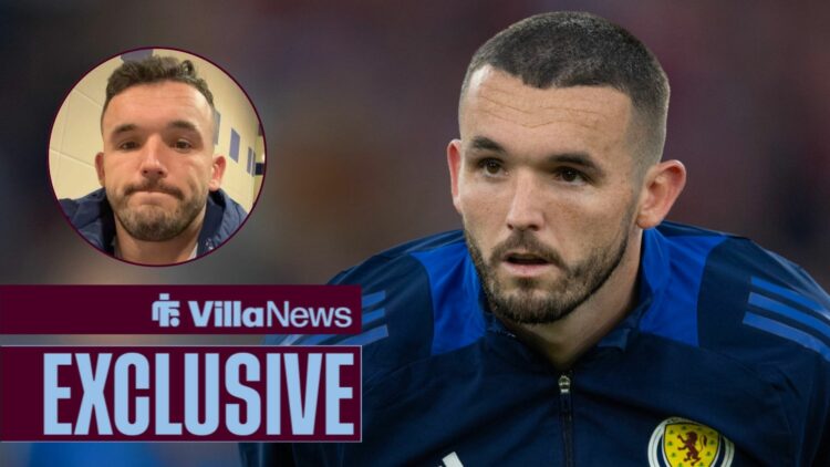 John McGinn playing for Scotland looking towards a circle inset of John McGinn looking frustrated