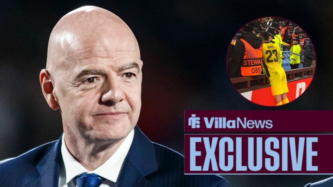 Gianni Infantino of UEFA with Young Boys fan drama in circular inset