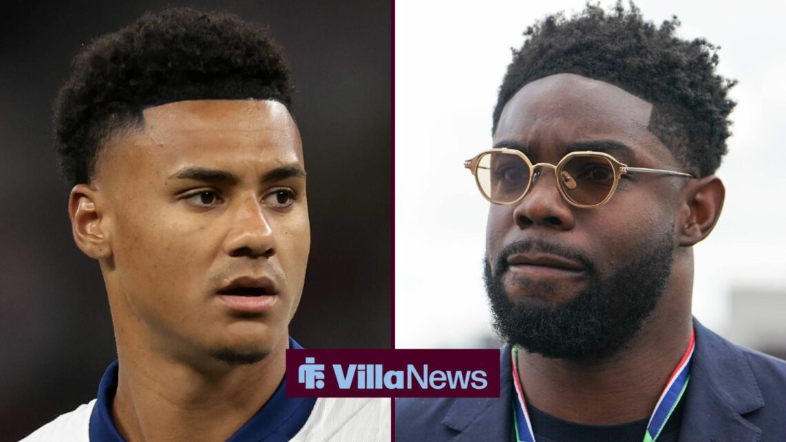 Aston Villa striker Ollie Watkins with pundit Micah Richards