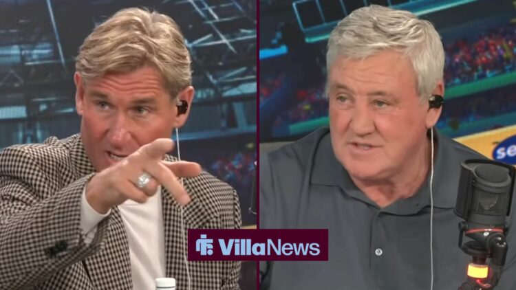 Simon Jordan pointing and looking annoyed alongside an inset of Steve Bruce