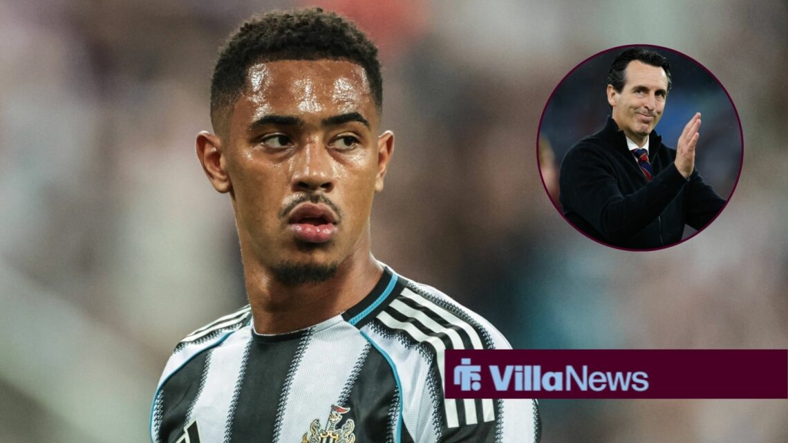 Jacob Ramsey playing for Newcastle with Unai Emery in frame