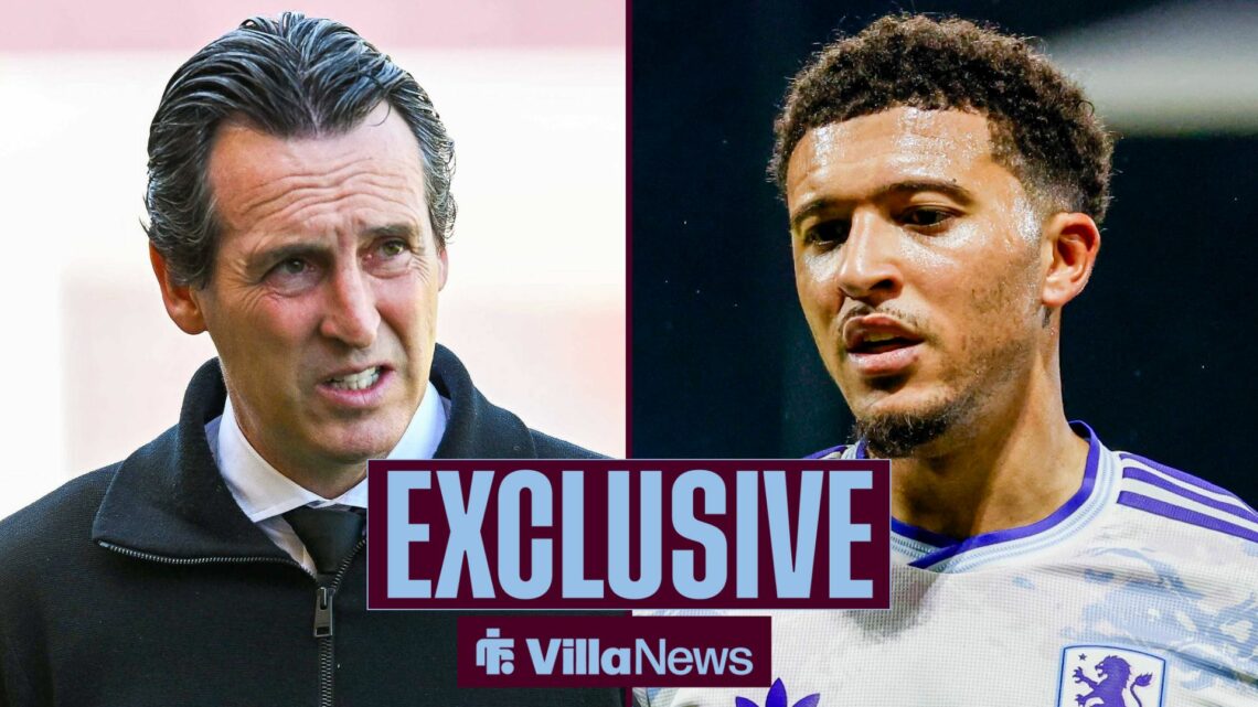 Unai Emery looking at Jadon Sancho in split image