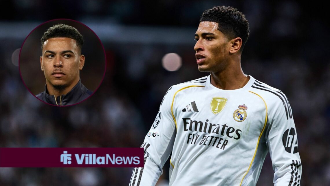 Real Madrid star Jude Bellingham, Aston Villa ace Morgan Rogers in inset.