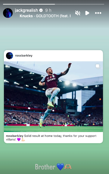 Jack Grealish's Instagram message to Barkley.